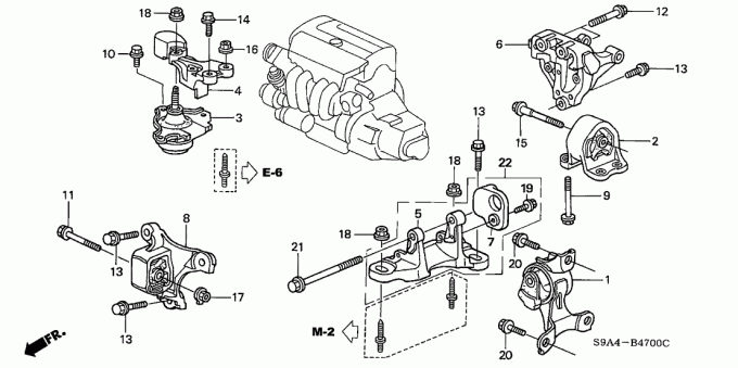 Передние правые резиновые подвески двигателя Хонда Сивик КРВ 2002-2005 2,0 л 2,4 Л ОЭМ# 50840-С7К-000