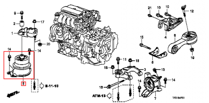 Город Хонда частей автомобиля подвески двигателя стороны 50822-ТФ0-ДЖ02 резиновый приспосабливать 2008-2012 1,5 л 50822-ТГ0-ДЖ02