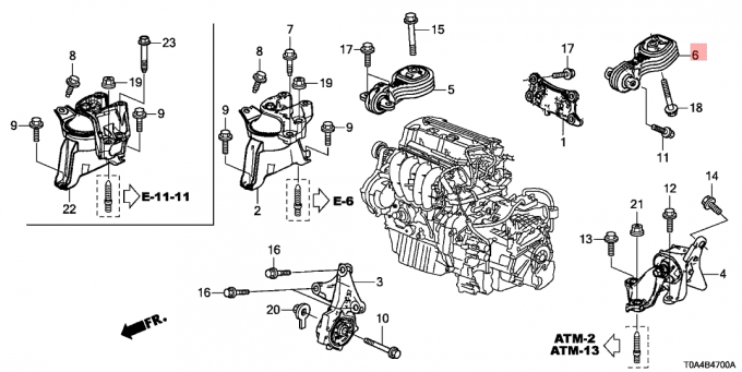 Задний более низкий Хонда КР-В 2012 демфер 2,4 л 50890-Т0А-А81 Торкерод двигателя 2013 2014 РЭ1