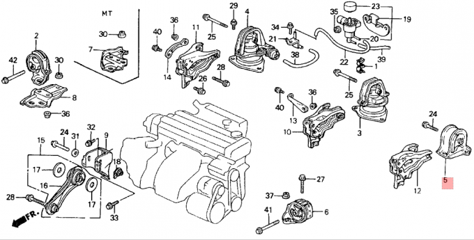 Задние резиновые подвески двигателя 50810-СМ4-000/010 Хонда Аккорд 1990-1993 2,0 л изолятор двигателя МТ